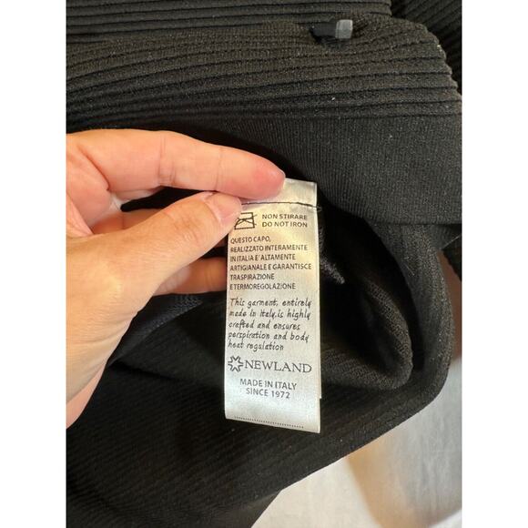 NEW Newland Mens Full Zip Ski Base Jacket Sweater size M Italy Black Ribbed - Picture 4 of 6